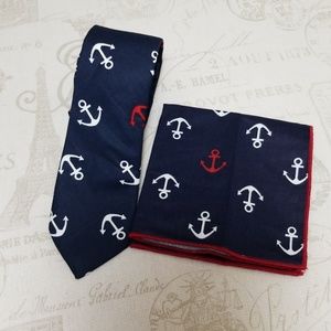 NWT Mens Anchor Tie & Pocket Square gift set